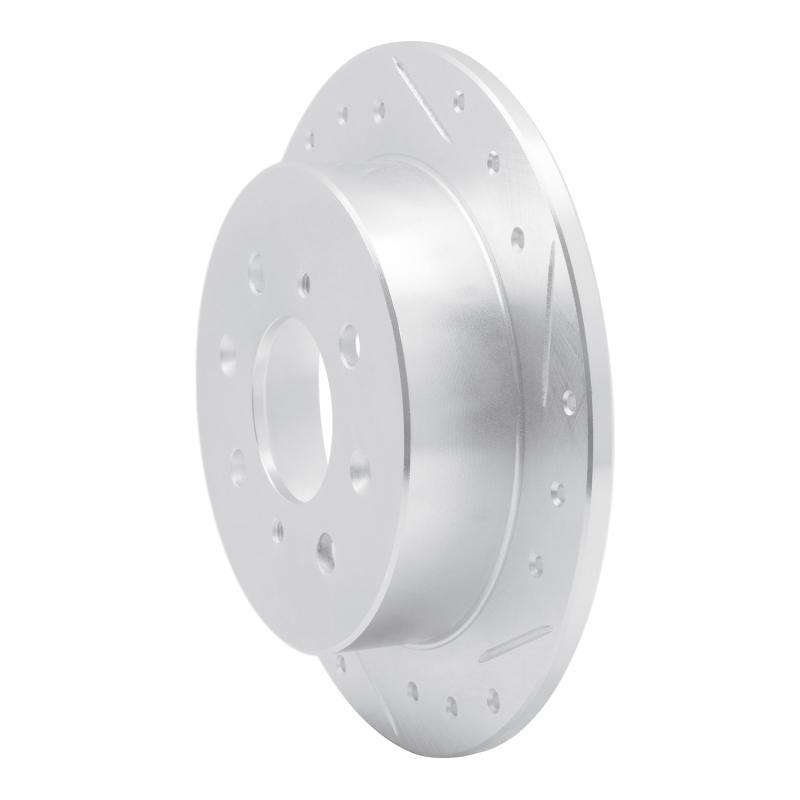 Acura Integra Brake Rotor (1) - Rear Right - R1 Concepts - Drilled & Slotted - Silver - `88-`01